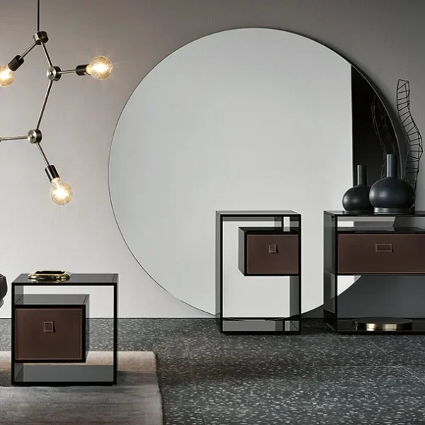 Tonelli Design Bedside Table Liber, sleek and sophisticated furniture, Birmingham Michigan.