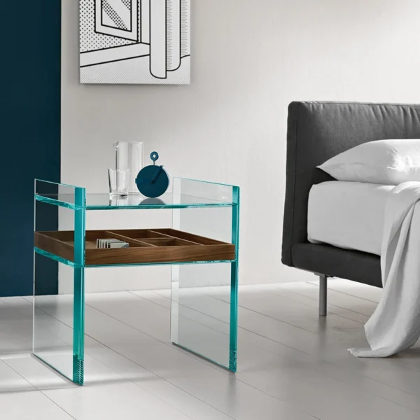 Tonelli Design Quiller, elegant nightstand side table, contemporary style, Troy Michigan.
