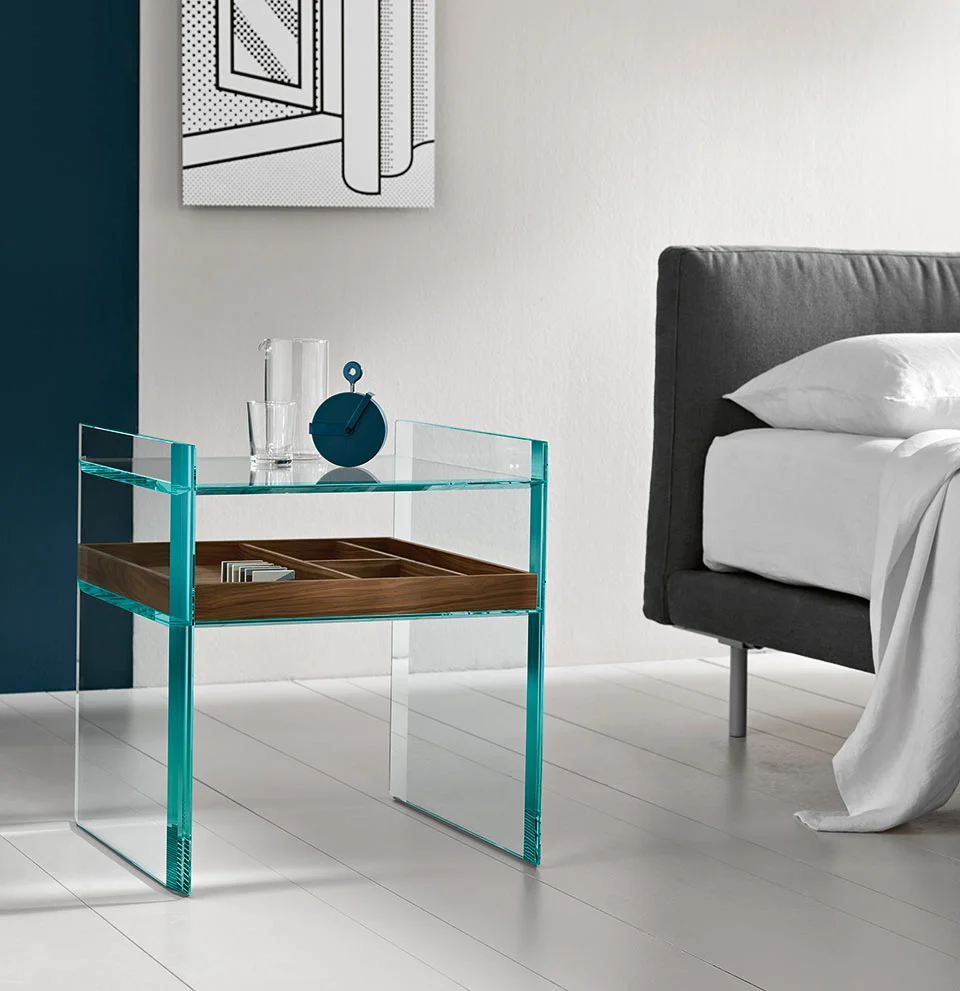 Tonelli Design Quiller, elegant nightstand side table, contemporary style, Troy Michigan.