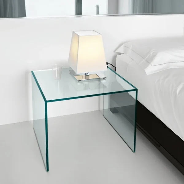 Bedside Tables Trio by Tonelli Design, modern glass and metal design, Troy Michigan.