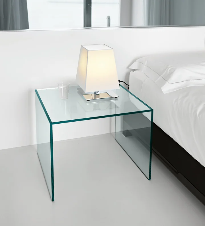 Bedside Tables Trio by Tonelli Design, modern glass and metal design, Troy Michigan.