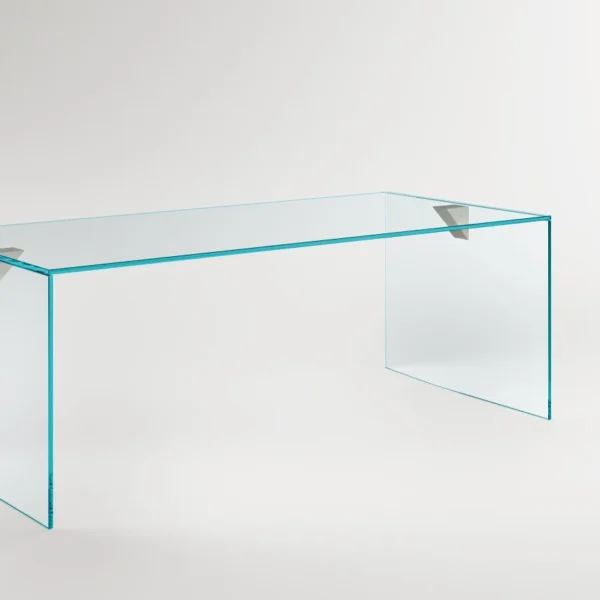 Modern Italian modular shelving unit Logic by Tonelli Design, featuring transparent or extra-clear glass with anodized aluminum joints, available in Royal Oak, Michigan.