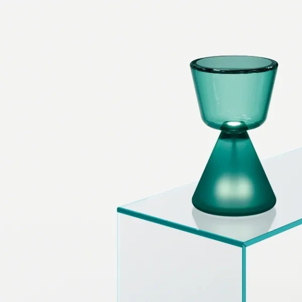 Modern Italian table lamp Rook by Tonelli Design, featuring sculptural Murano glass in smoked finish with dimmable LED light, available in Royal Oak, Michigan.