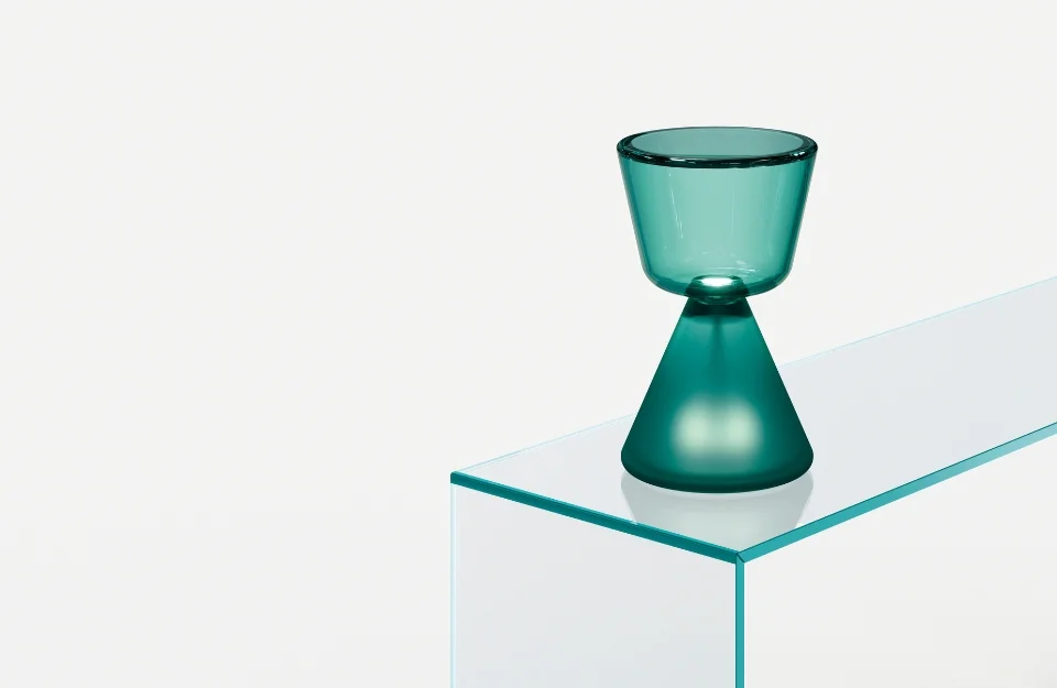 Modern Italian table lamp Rook by Tonelli Design, featuring sculptural Murano glass in smoked finish with dimmable LED light, available in Royal Oak, Michigan.