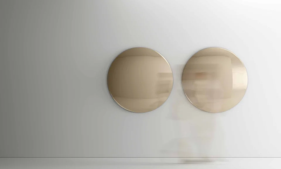 Iris Mirror by Tonelli Design, sleek glass design, Troy Michigan.