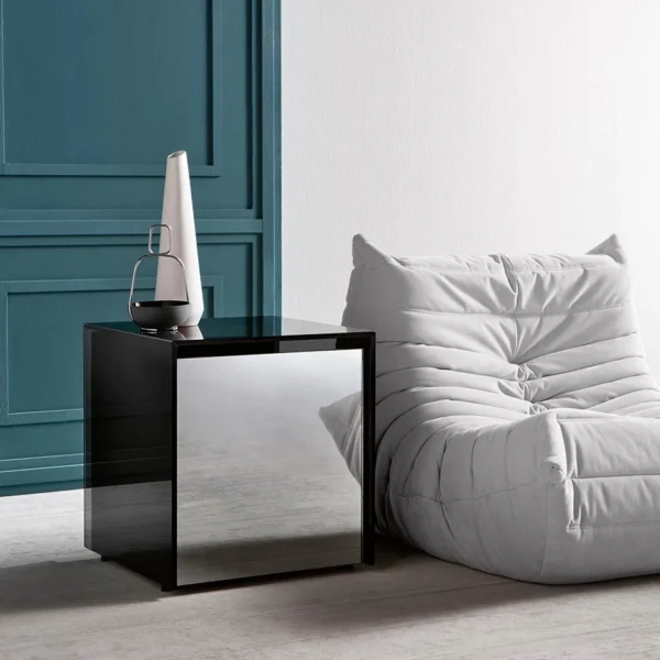 Side Table Gotham by Tonelli Design, designer glass table, Troy Michigan.