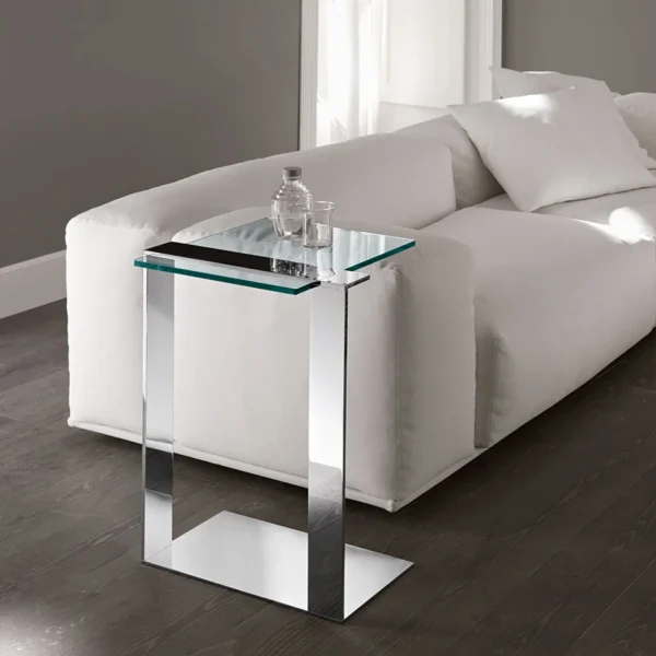 Side Table Joliet by Tonelli Design, sleek modern glass design, Troy Michigan.