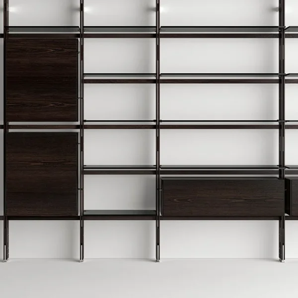 Bookcase Hemingway by Tonelli Design, modern glass and wood design, Troy Michigan.