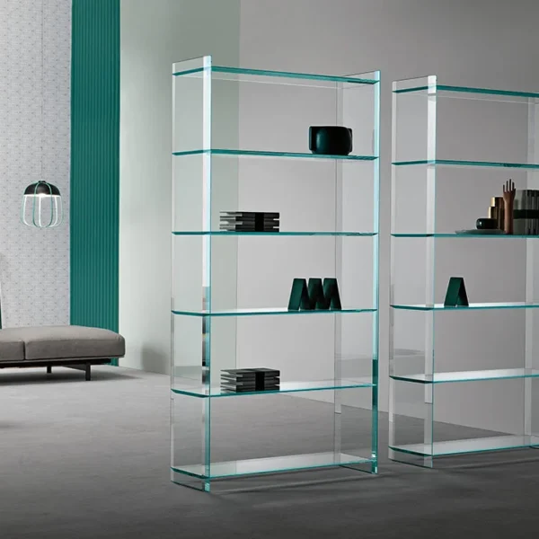 Bookcase Quiller by Tonelli Design, modern glass and wood design, Troy Michigan.