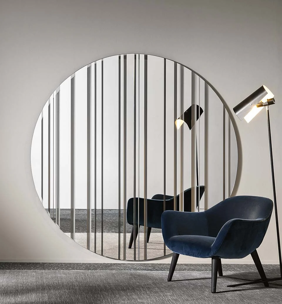 Experience artistic reflection with the "Barcode" mirror from Tonelli Design. Find this modern Italian glass piece for your Troy, MI home.