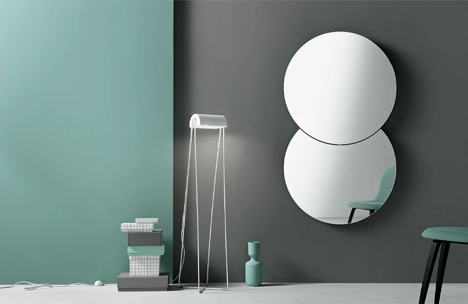 Mirror Shiki by Tonelli Design, elegant glass and metal design, Troy Michigan.