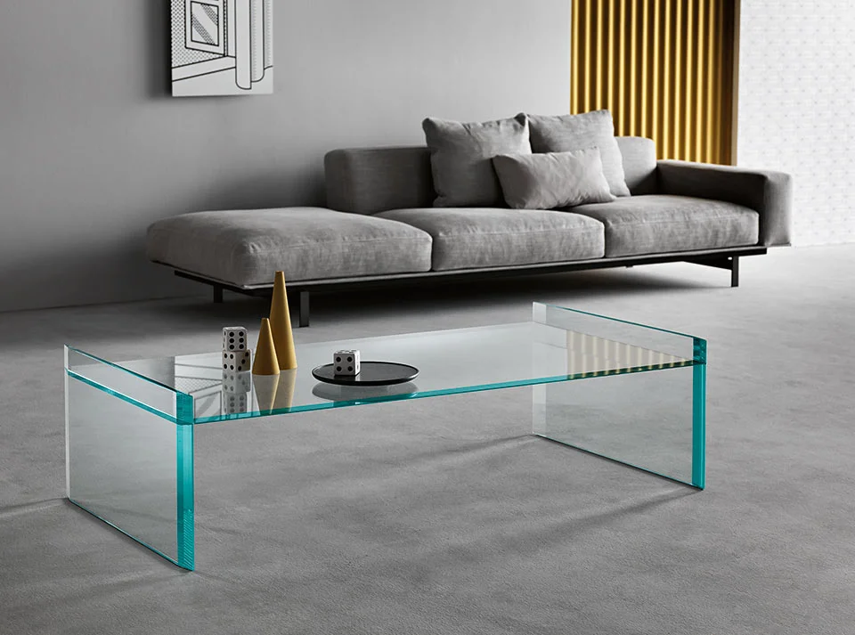 Tonelli Design Low Table Quiller, luxurious glass table, Birmingham Michigan.