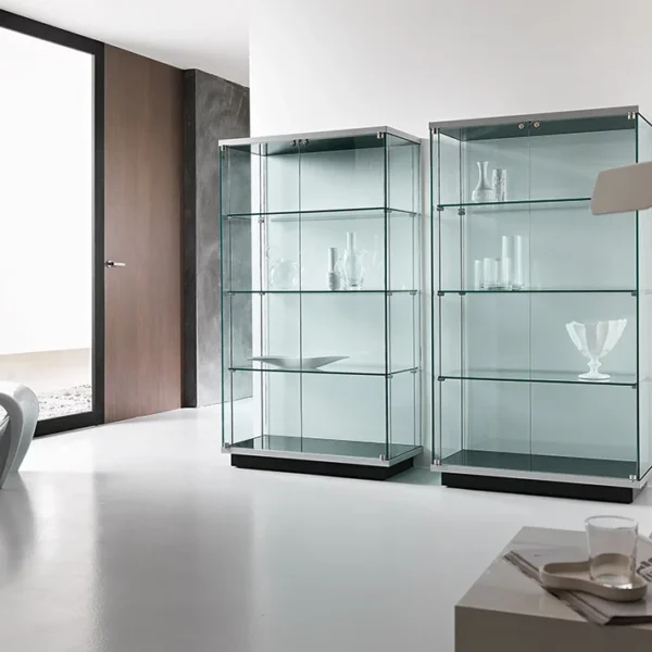 Tonelli Design Broadway, elegant display cabinet, refined glass and wood combination, Troy Michigan.