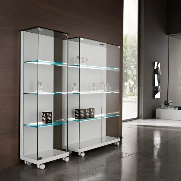 Medora Display Cabinet by Tonelli Design, modern glass and wood design, Troy Michigan.