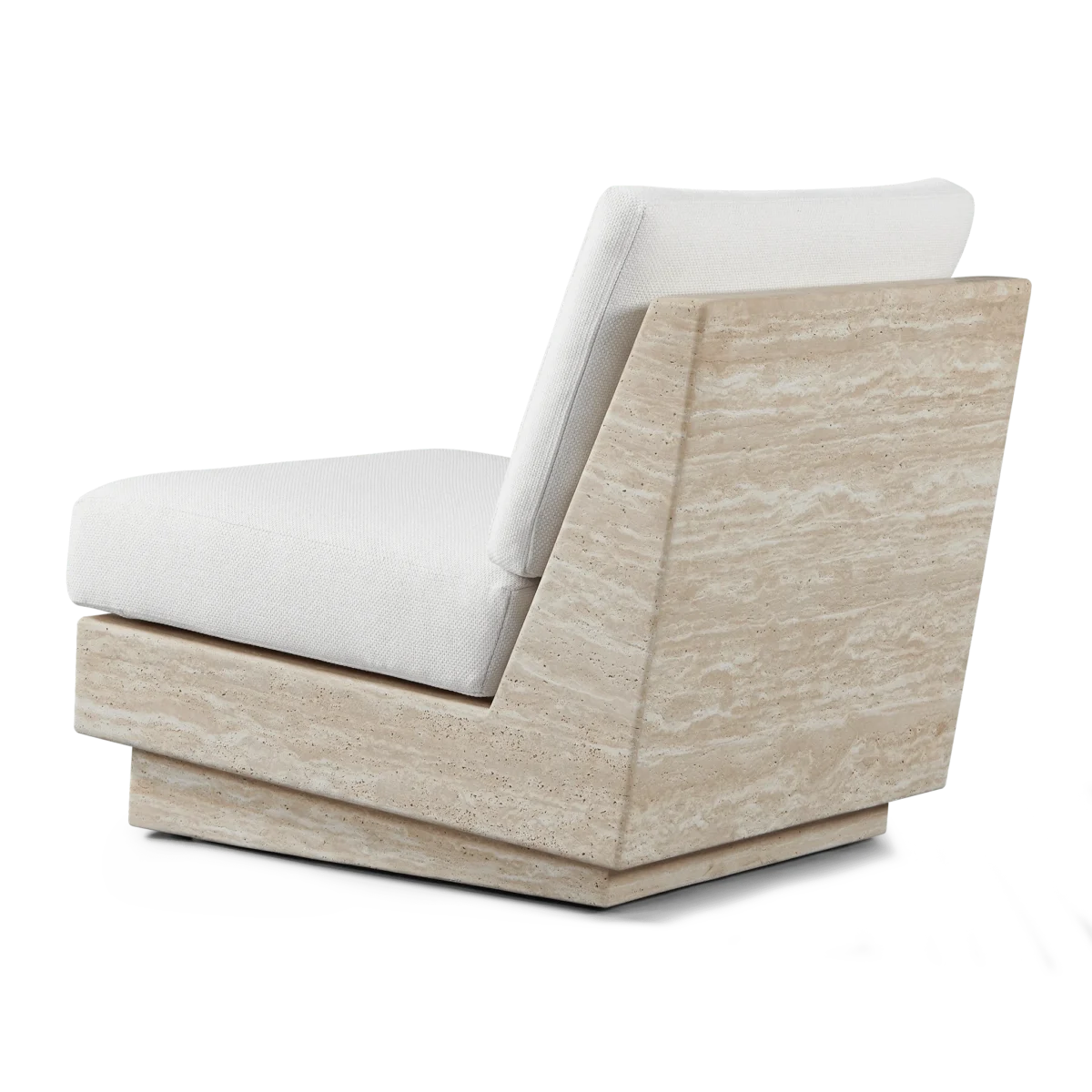 “Designer outdoor lounge chair – Tulum Travertine by Harbour featuring sleek, armless design and modular flexibility”