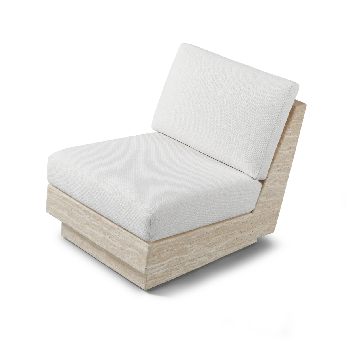 “Tulum Outdoor Lounge Chair by Harbour – minimalist armless chair with neutral tones and plush support”