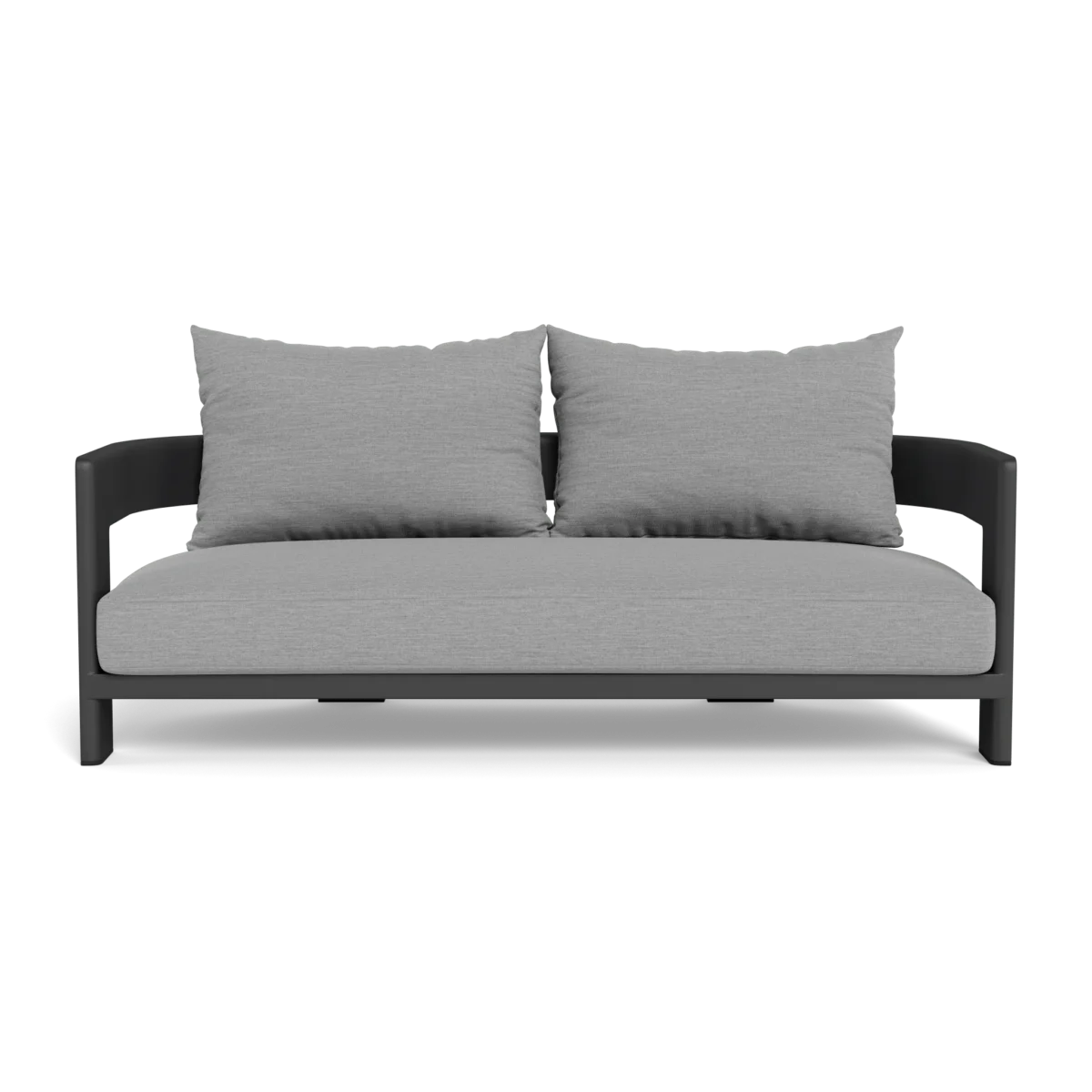 “Side profile of Victoria Aluminum 2 Seat Sofa by Harbour – modern patio loveseat with clean lines”