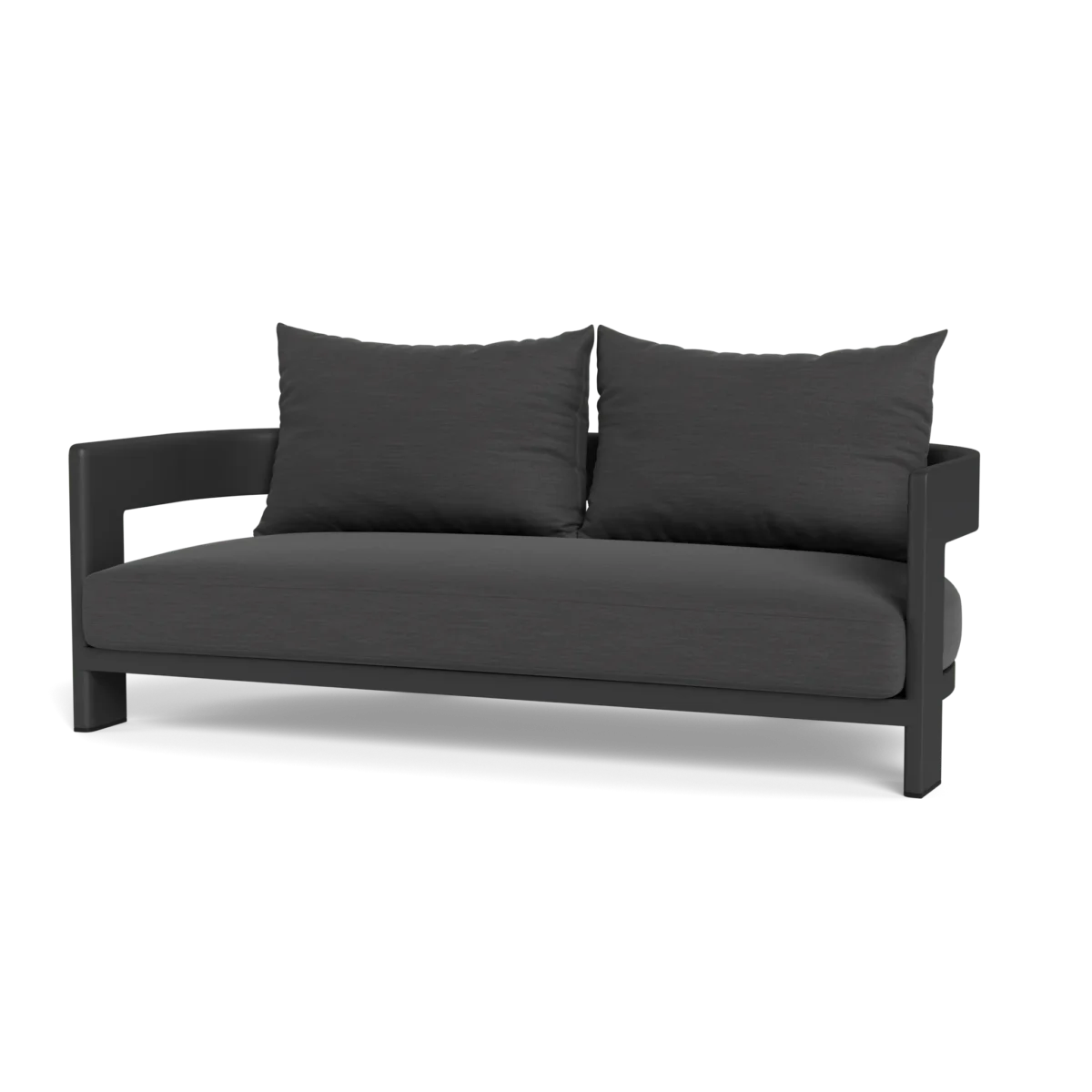 “Harbour Victoria loveseat – streamlined aluminum frame with deep cushions for stylish outdoor lounging”
