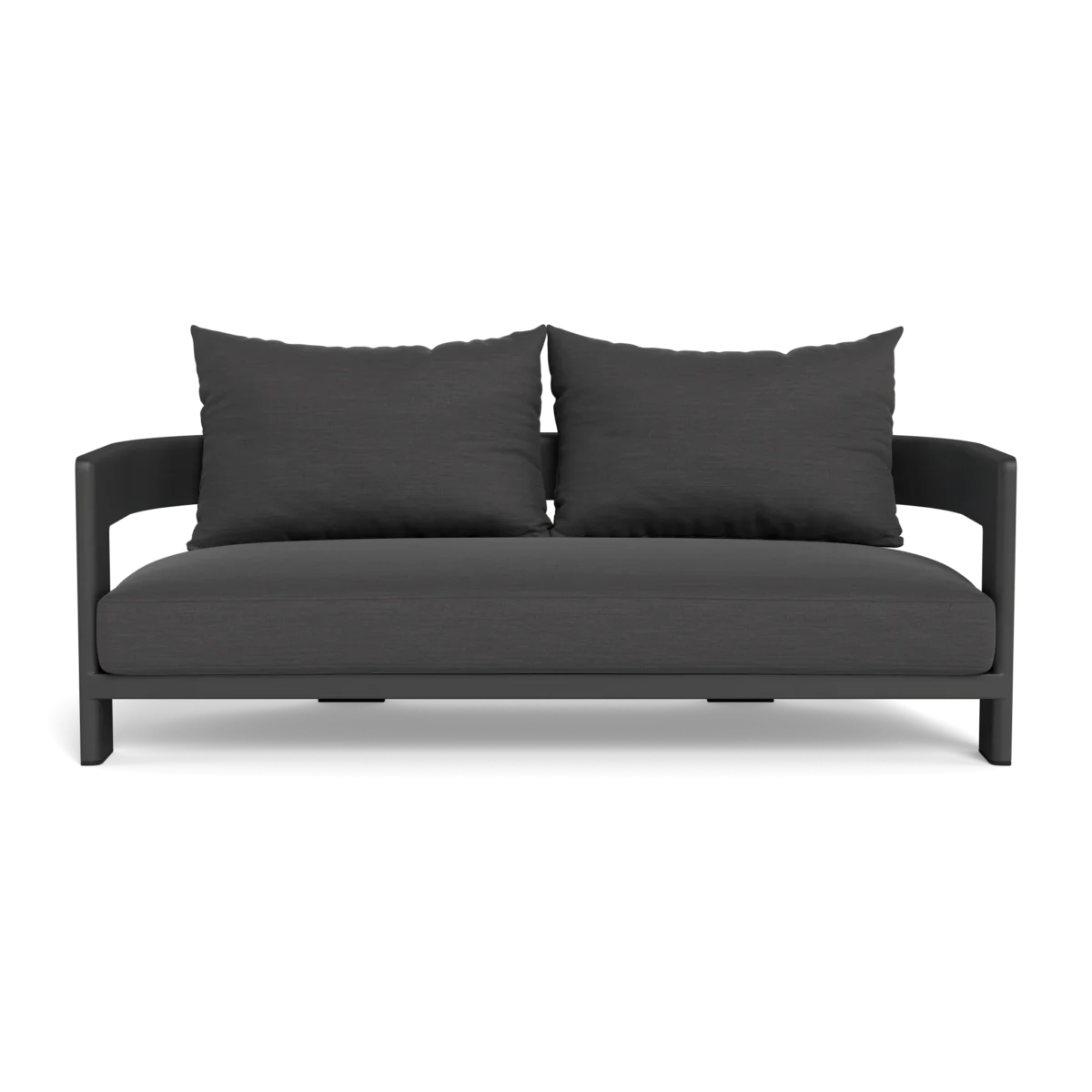 “Compact 2 seat Victoria Sofa by Harbour – modern design in durable aluminum for outdoor use”