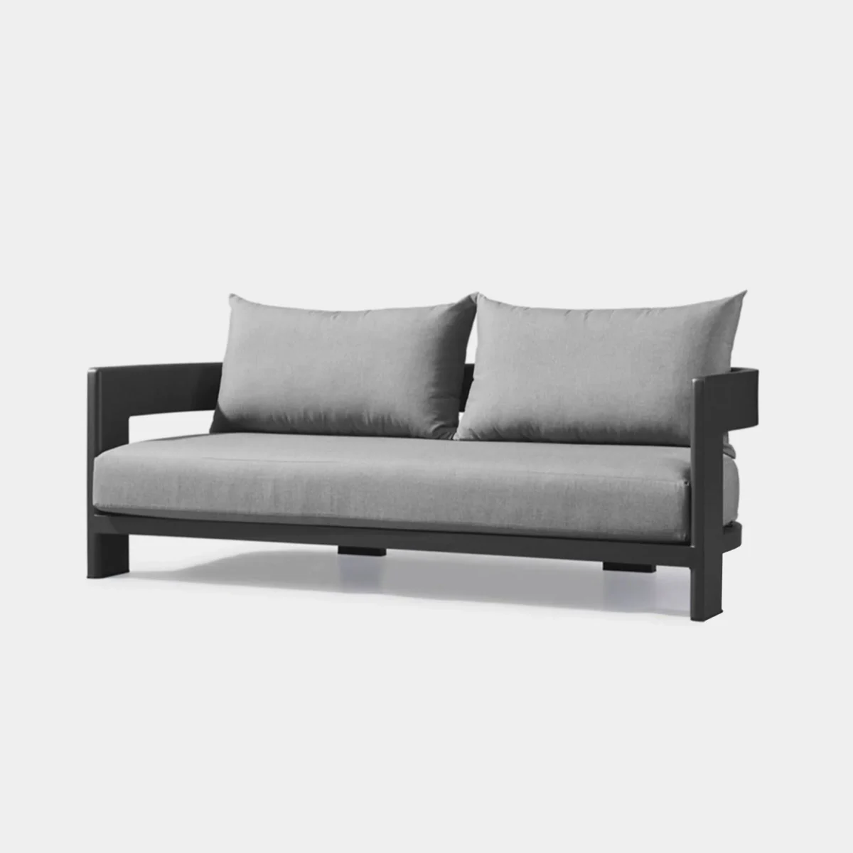 “Detail of frame and cushion on Victoria Aluminum 2 Seat Sofa – Harbour’s sleek outdoor design”