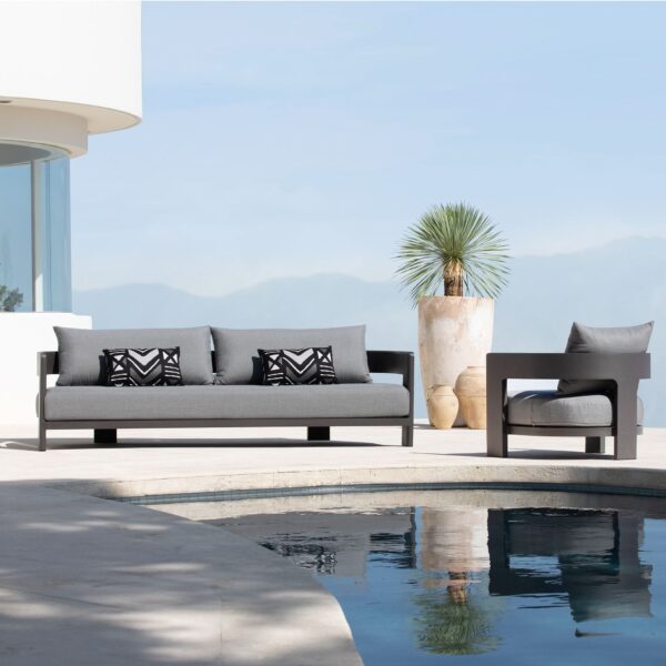 “Detail of armrest and frame on Victoria 3 Seat Sofa by Harbour – modern outdoor luxury”
