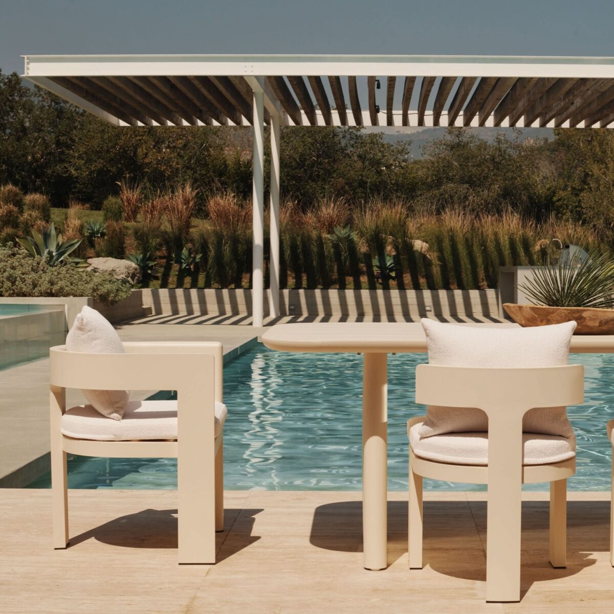 “Victoria Aluminum Armless Dining Chair by Harbour – sleek contemporary outdoor seating with minimalist silhouette”