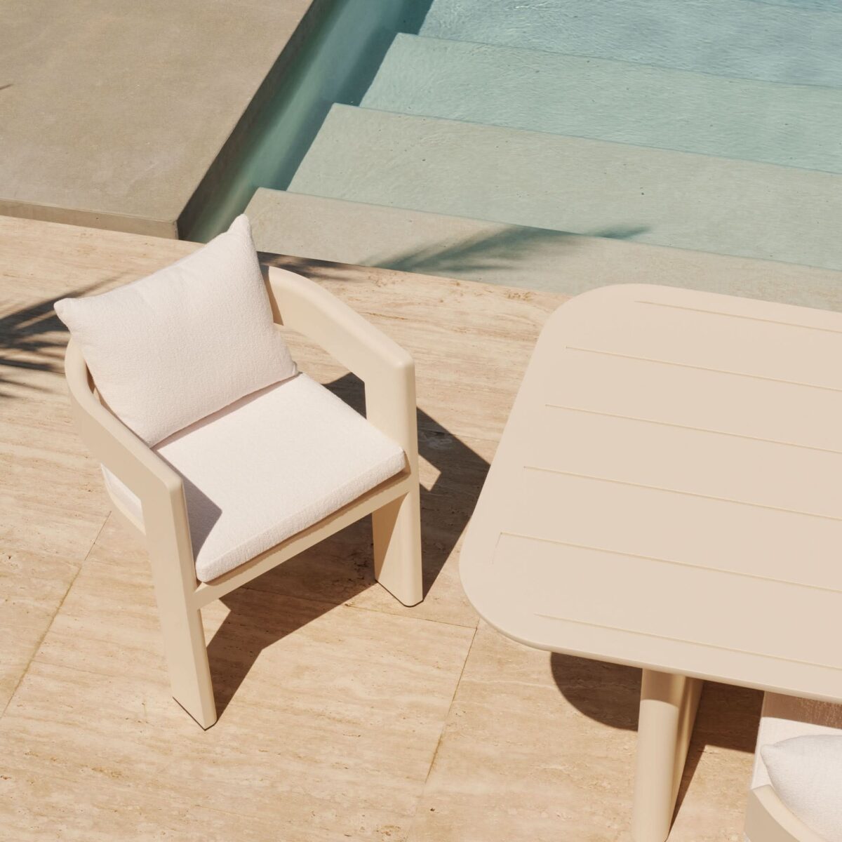 “Victoria Aluminum Dining Chair by Harbour – modern outdoor chair with armrests and powder-coated frame”