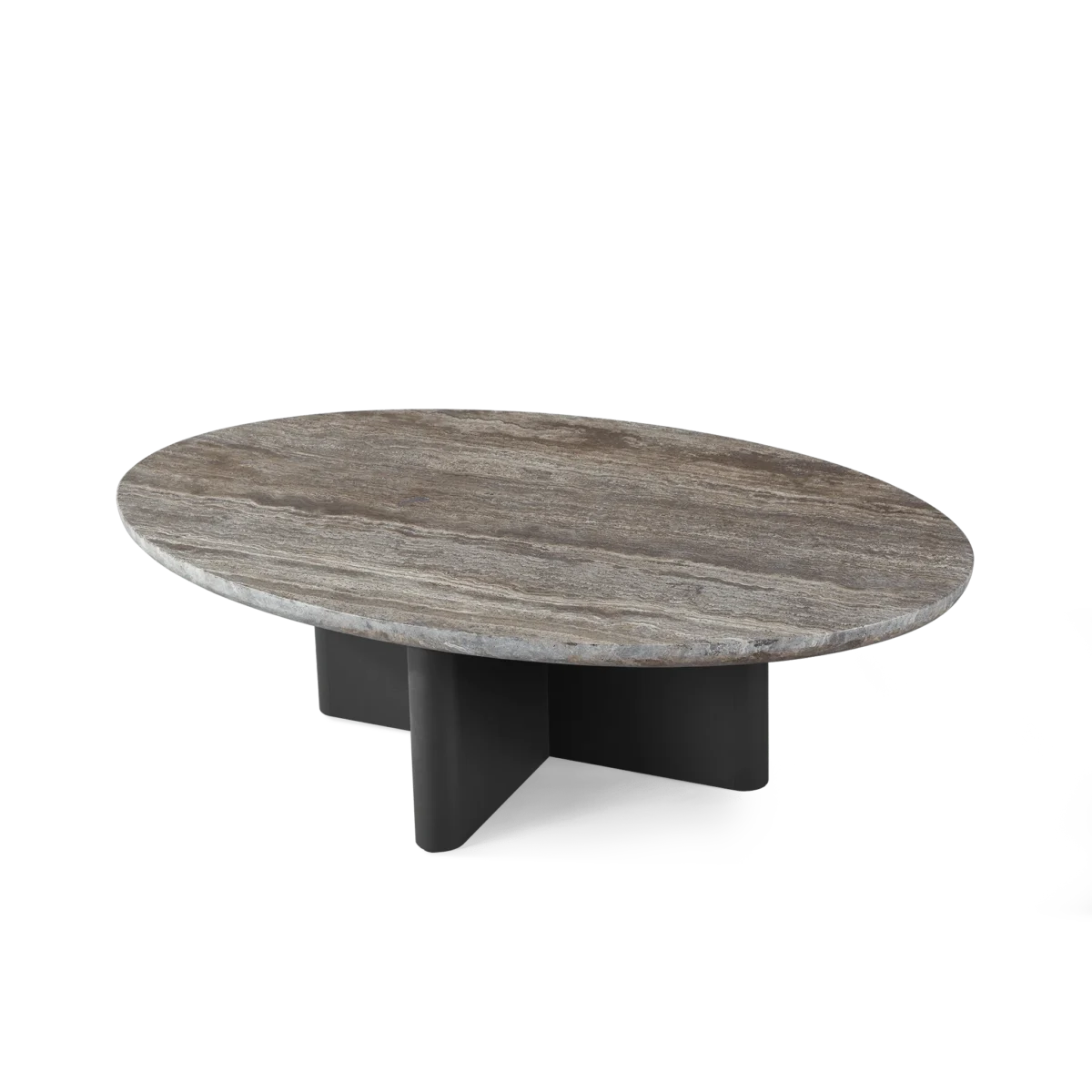“Victoria Oval Stone Coffee Table – sculptural blend of aluminum and stone ideal for modern outdoor spaces”