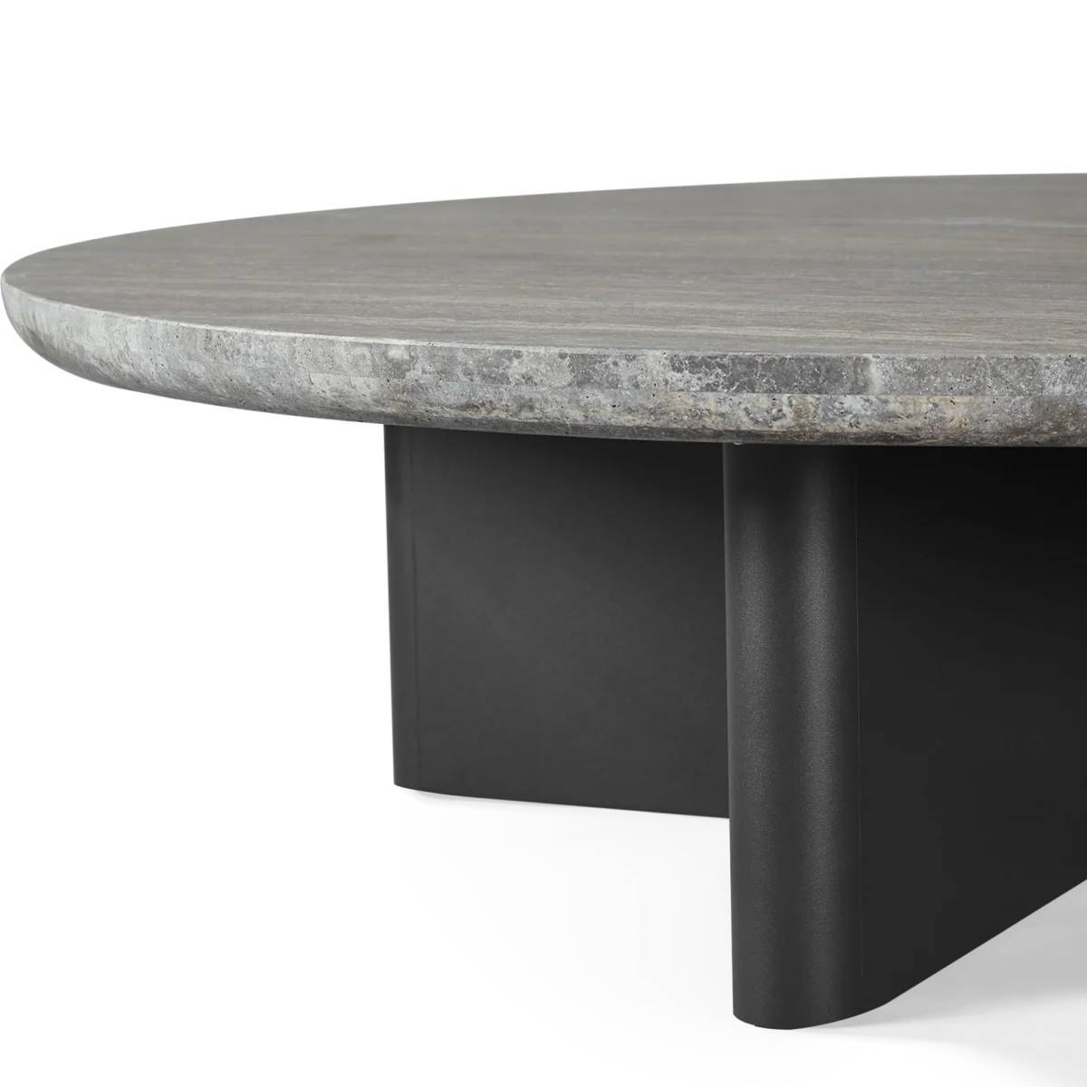 “Victoria Aluminum Round Stone Coffee Table – contemporary outdoor table with luxury materials and refined detailing”