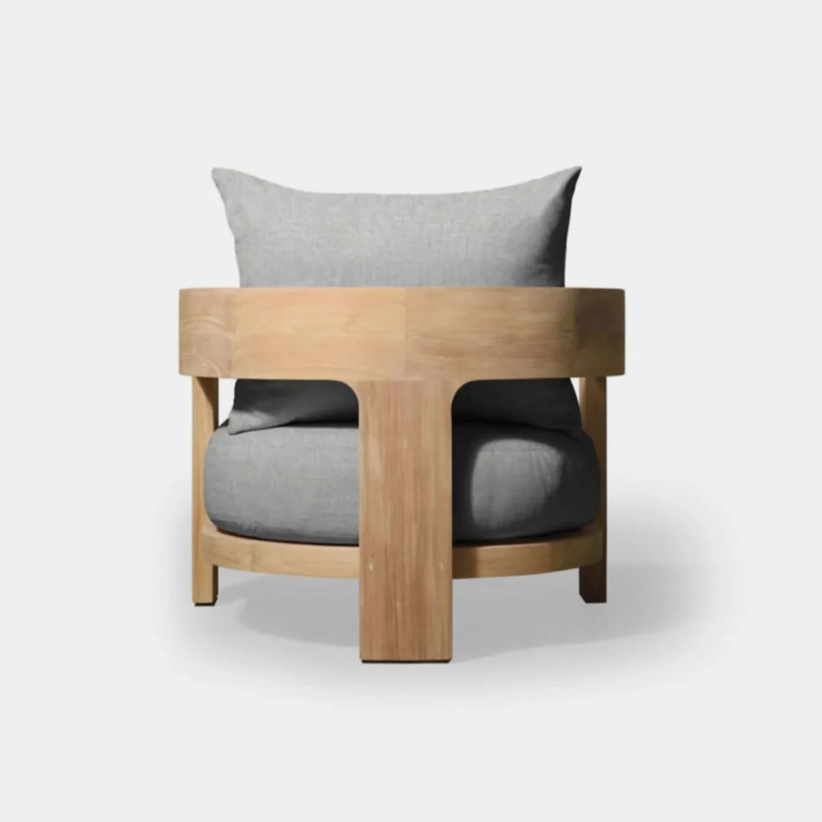 “Modern outdoor teak lounge chair by Harbour – Victoria collection with timeless design and plush cushion support”