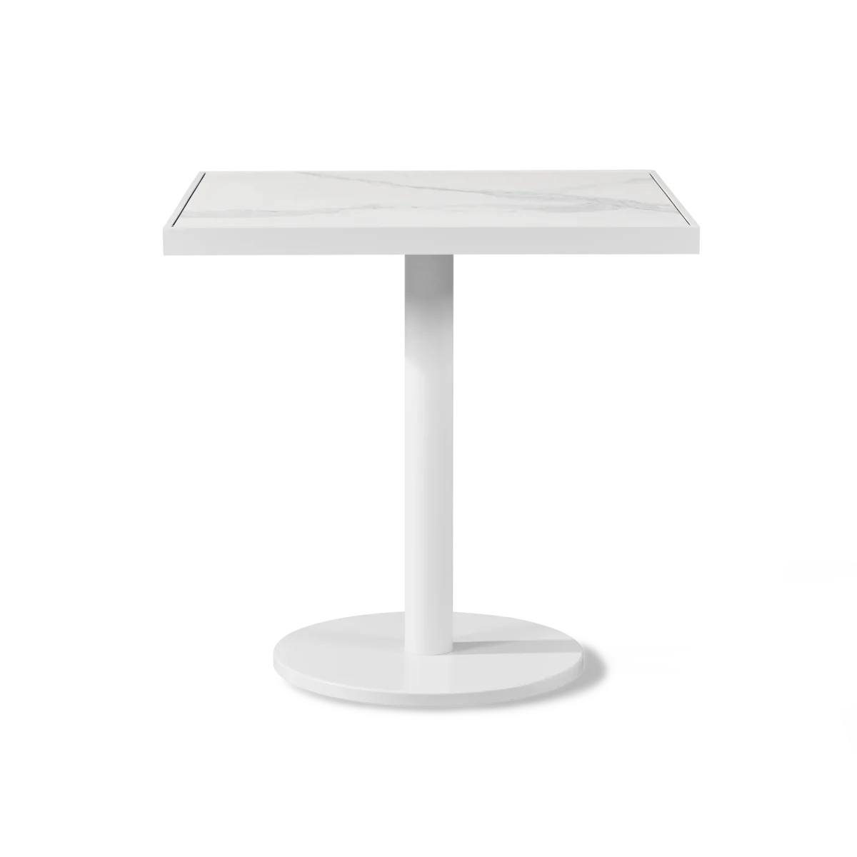“Harbour Vienna 30 inch bistro table – minimalist square dining surface with architectural base”
