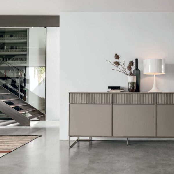 “Vinci sideboard by Tomasella – modern Italian storage unit with refined vertical grooves and minimalist design”