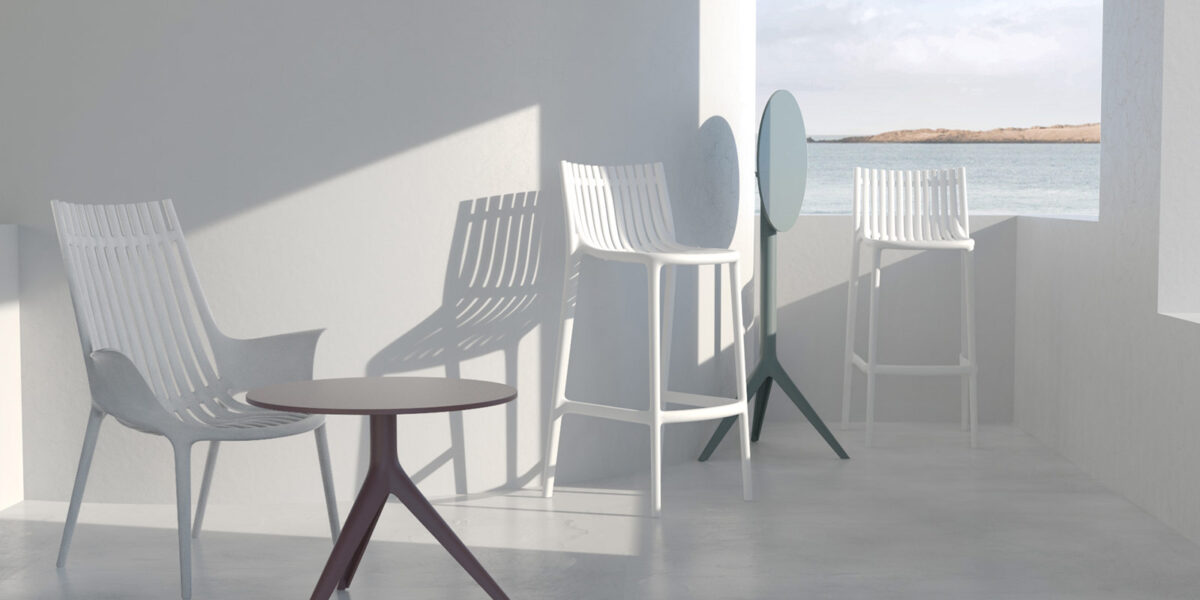Modern Ibiza Stool by Eugeni Quitllet for Vondom, high-end Spanish recycled plastic design for Royal Oak, Michigan.