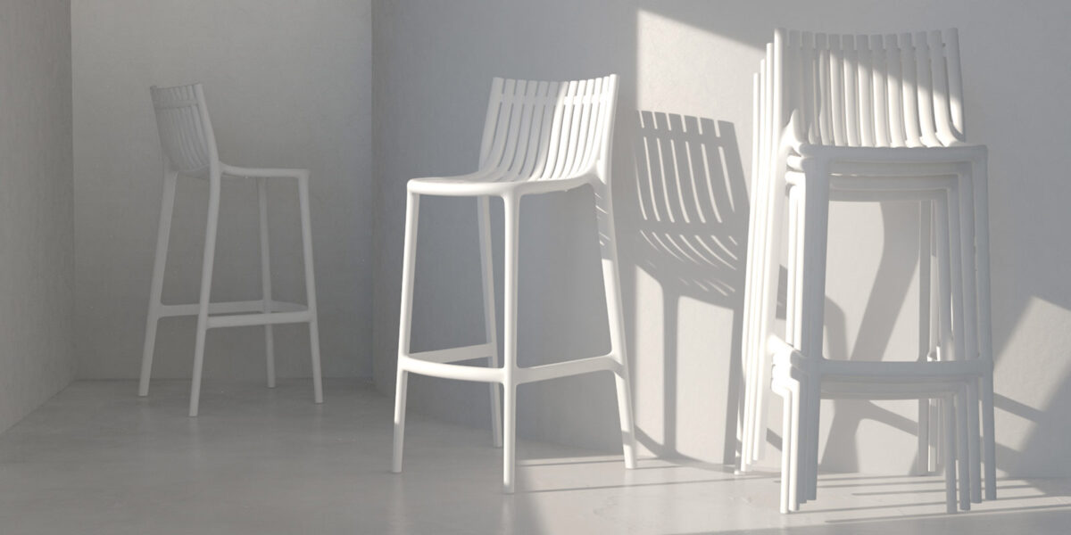 Modern Ibiza Stool by Eugeni Quitllet for Vondom, high-end Spanish recycled plastic design for Royal Oak, Michigan.