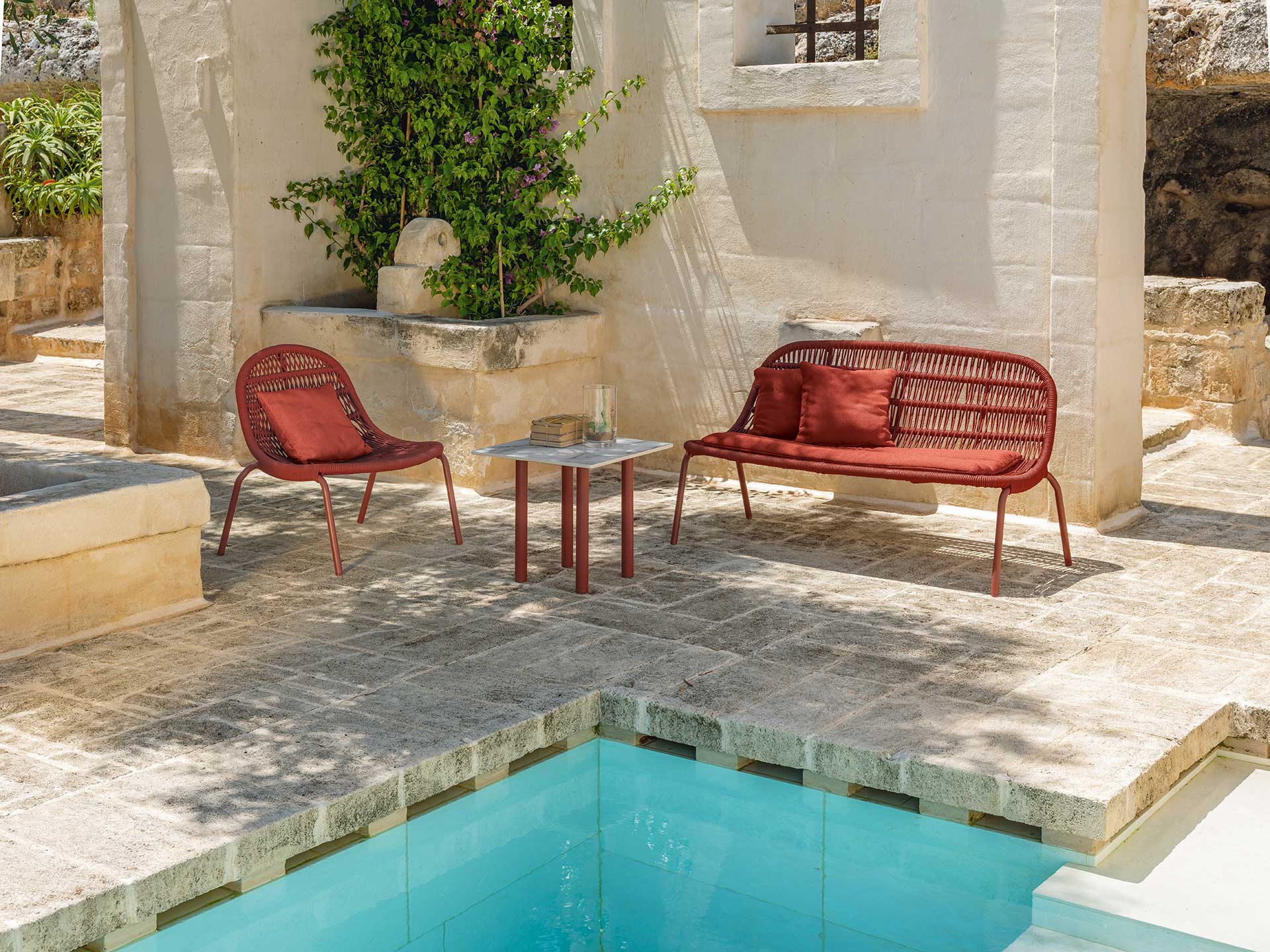 Panama Living Armchair by Talenti – modern Italian outdoor chair with woven rope design and deep cushions