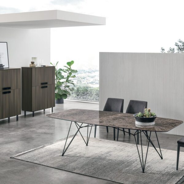 “Wire table by Tomasella – modern Italian table with lightweight metal base and sleek minimalist tabletop”