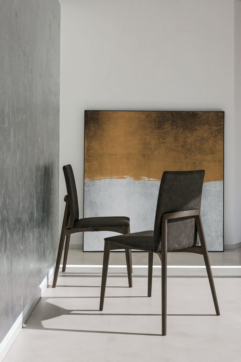 “York chair by Tomasella – modern Italian dining chair with upholstered seat and gently curved backrest for elegant comfort”
