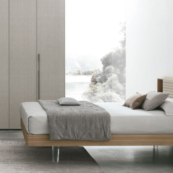 “Yuki bed by Tomasella – modern Italian bed with soft upholstered headboard and minimalist low-profile frame”