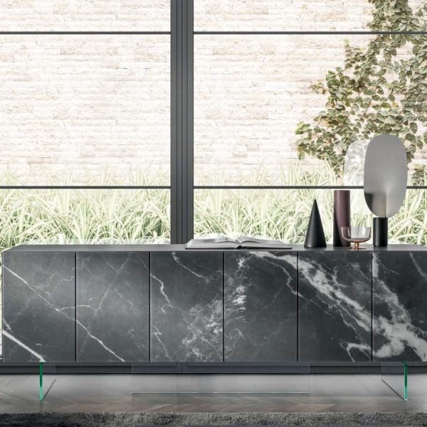 36E8 - 0699 CALACATTA BLACK MATT XGLASS | Sideboard By Lago