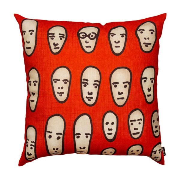 FACES ON RED CUSHION By Qeeboo