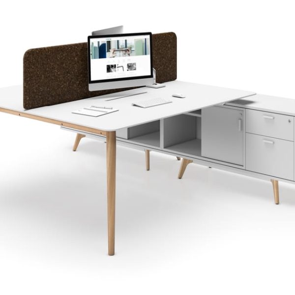 WOODLEG | Office desk with shelves By Cider Edition